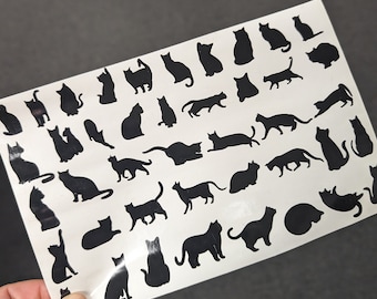 Cat Silhouette Stickers, Variety Pack, Waterproof Decals