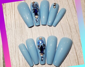 Light Blue Nails Etsy Light Blue Nails Etsy