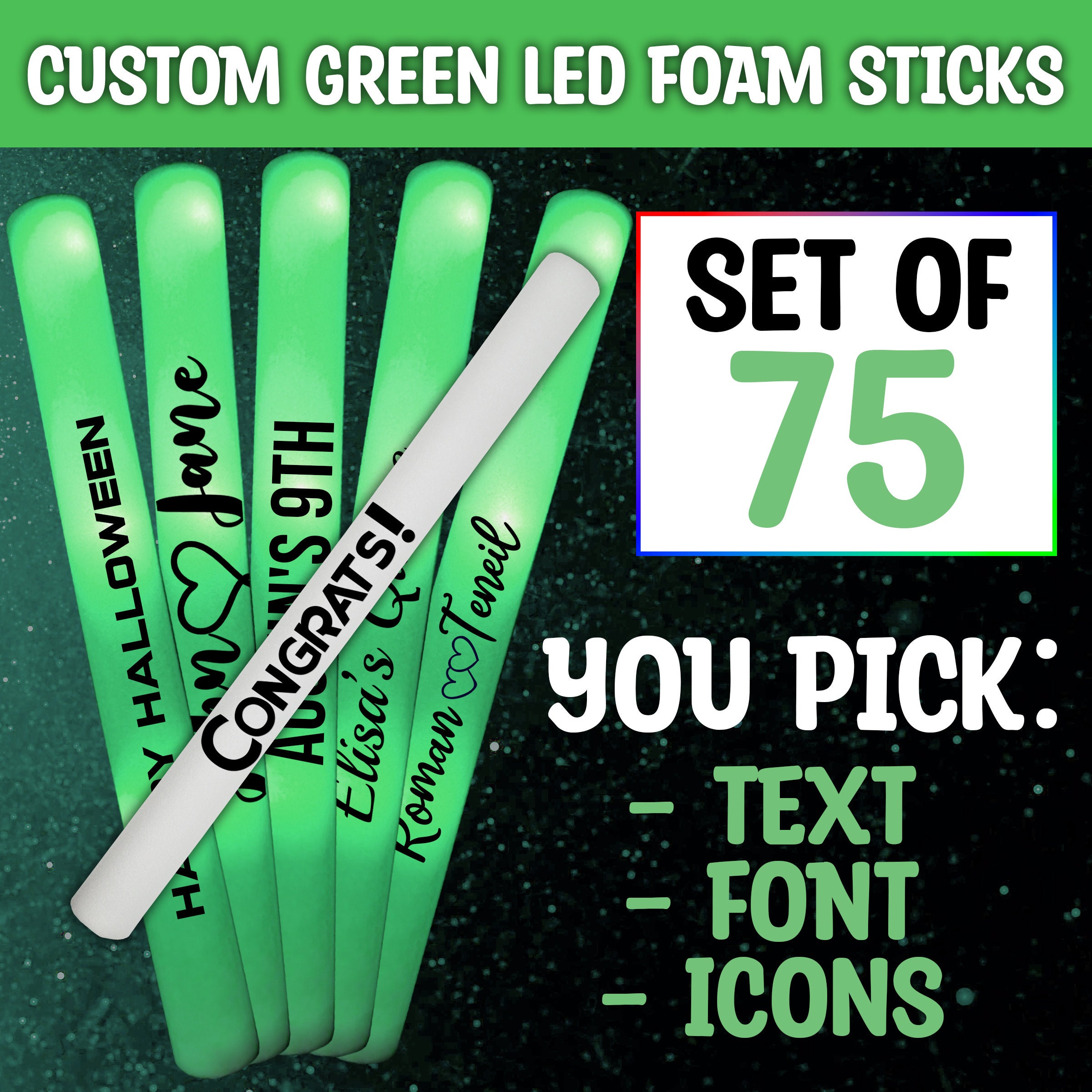 Green LED Foam Stick  Promotional Party Sticks