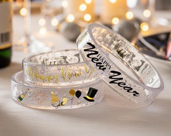 12 New Year LED Bracelets, Multi Color Light Up Party Favors
