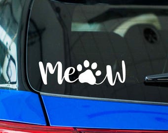 Meow Paw Vinyl Sticker, Cat Lover Decal