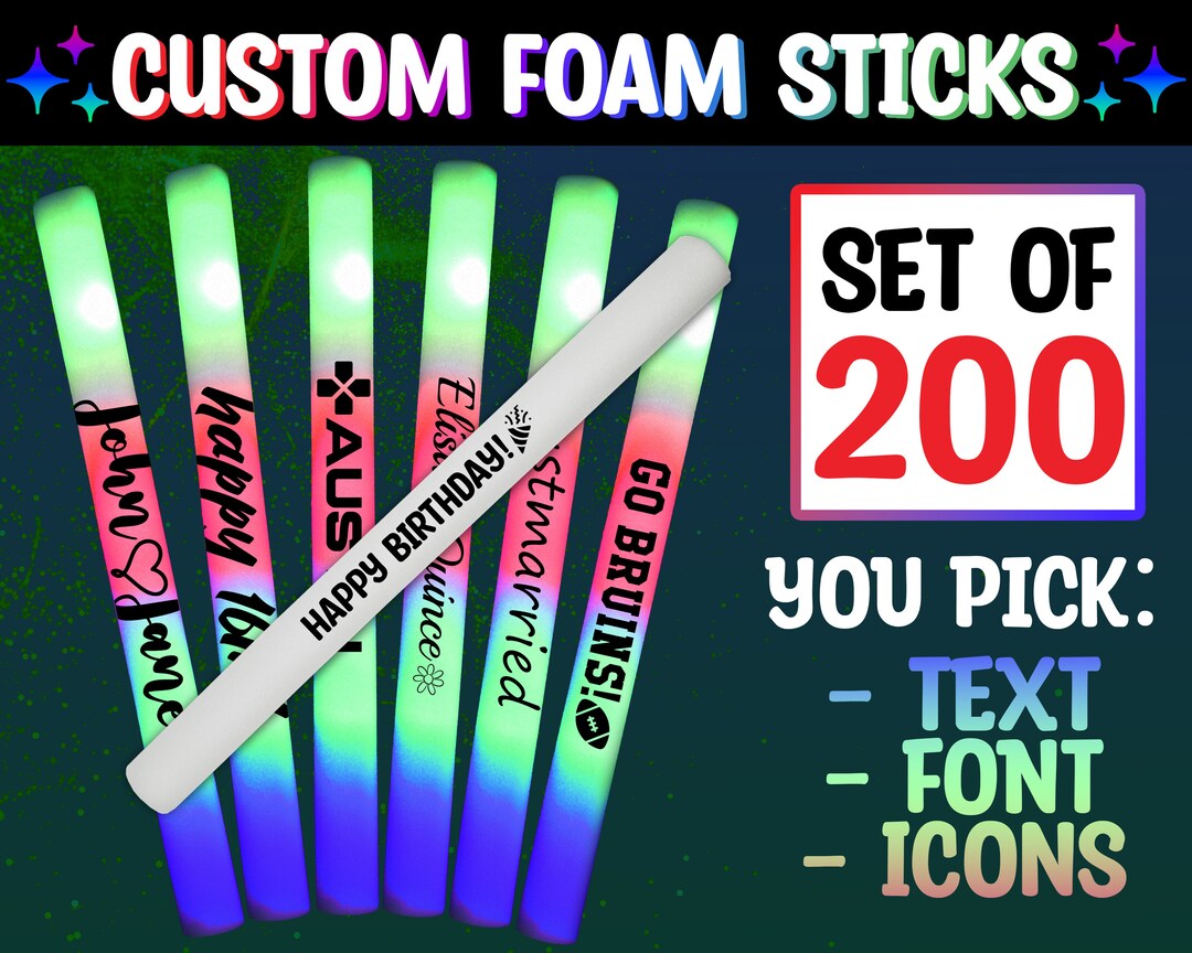 LED Party Foam Glow Sticks 200 Pack Multicolor 16 Inch Light Etsy