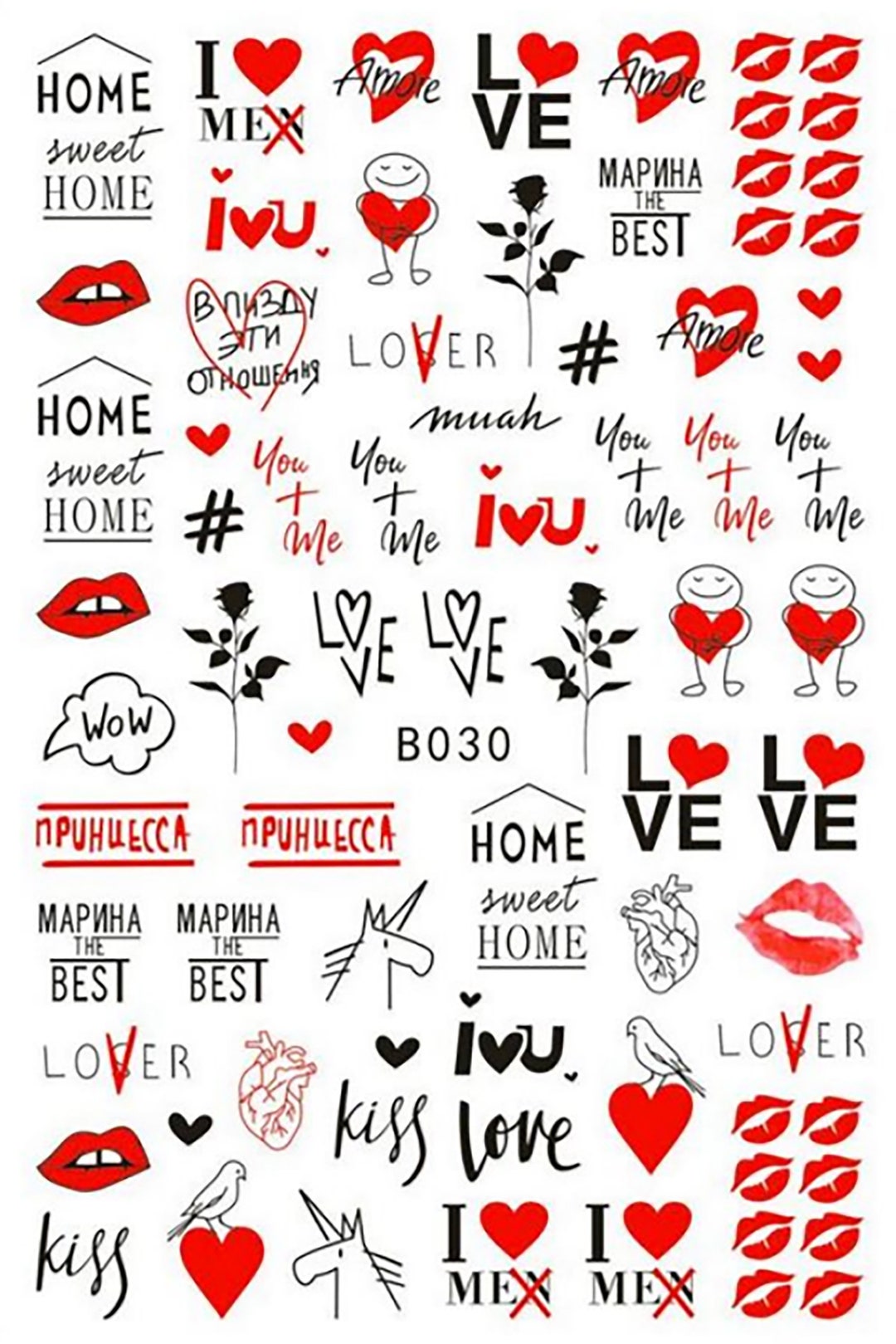 Nail Art Stickers DIY Valentine s Day Stickers B030 Etsy
