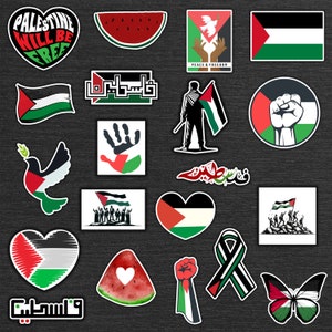 Palestine Support Free Palestine Waterproof Sticker Set Assorted Pack of 20 Stickers Sheet for Tumblers, Bottles, Cars, Laptop, Vinyl Decals