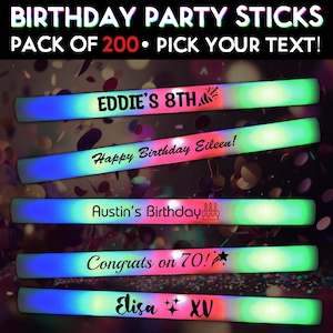Birthday Party LED Foam Glow Sticks 200 Pack Multi-Color 16 Inch Light Batons with 3 Flash Modes for Wedding Birthday Rave Festival Club