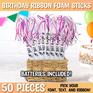 LED Foam Glow Sticks 50 Pack Multi-Color 16 Inch Birthday Ribbon Light Batons with 3 Flash Modes for Birthdays Sweet 16 Quinceanera Parties