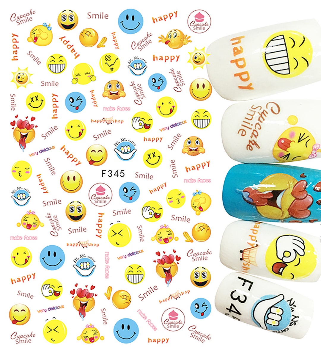 Nail Art Stickers DIY Happy Faces Happy Emoji Smiley Faces Smile Nail