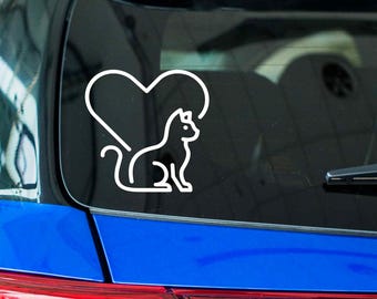 Cat Heart Vinyl Decal Sticker, Cat Mom Car Accessory