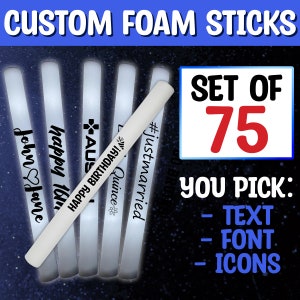 LED Party Foam White Glow Sticks 75 Pack 16 Inch Light Batons with 3 Flash Modes for Wedding Birthday Rave Festival Club