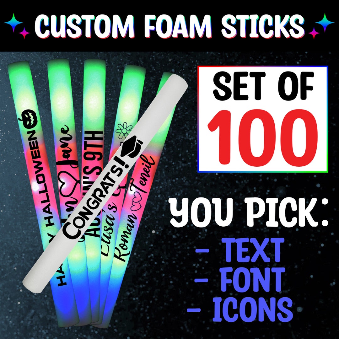 100 Pack of Light Up LED Wedding Foam Sticks