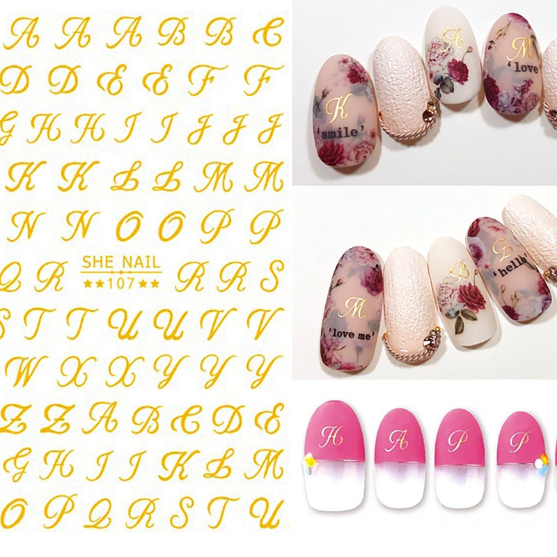 Nail Lettering Letter Nail Decals - Etsy
