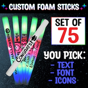 LED Party Foam Glow Sticks 75 Pack Multi-Color 16 Inch Light Batons with 3 Flash Modes for Wedding Birthday Rave Festival Club