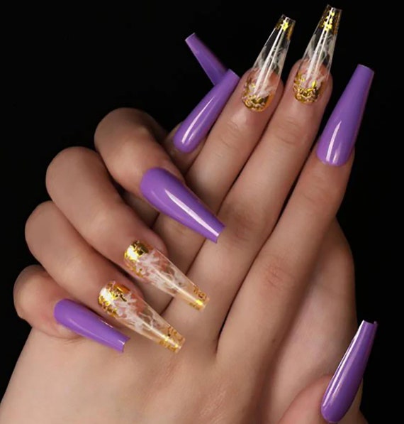 yellow and purple nail designs