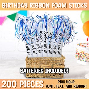 LED Foam Glow Sticks 200 Pack Multi-Color 16 Inch Birthday Ribbon Light Batons with 3 Flash Modes for Birthdays Sweet 16 Quinceanera Parties