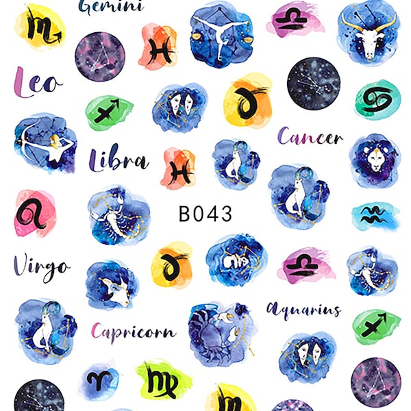 Nail Art Stickers DIY Horoscope Sign Stickers Zodiac Signs Shiny Nail Decal Small Stickers Journal Stickers B043