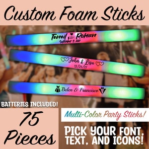 LED Wedding Party Foam Glow Sticks 75 Pack 3 Color 16 Inch Light Batons with 3 Flash Modes for Wedding Birthday Rave Festival Club