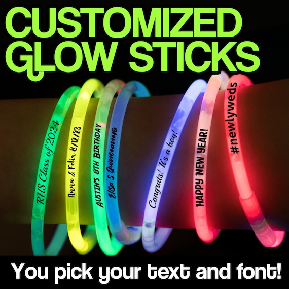Custom Glow Sticks 50/100 Pcs Assorted Light up Party Bracelet for  Birthdays Weddings Parties Baby Shower Bridal Showers Favors for Events 