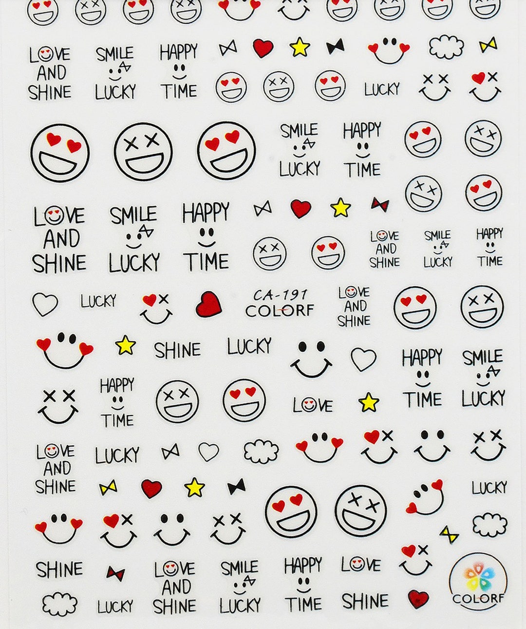 Nail Art Stickers DIY Happy Face Emoji Stickers Shiny Nail Decal Small