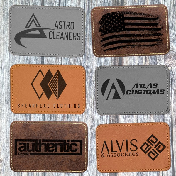 Custom Rectangle Logo Leather Patch Iron On Personalized Patch DIY for Shirts, Jackets, Hats, Clothes, Crafts, Bags, Faux Leatherette Patch