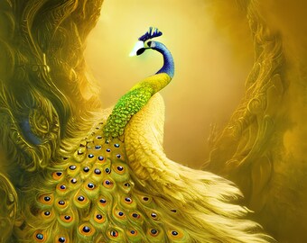 Yellow Peacock Etsy