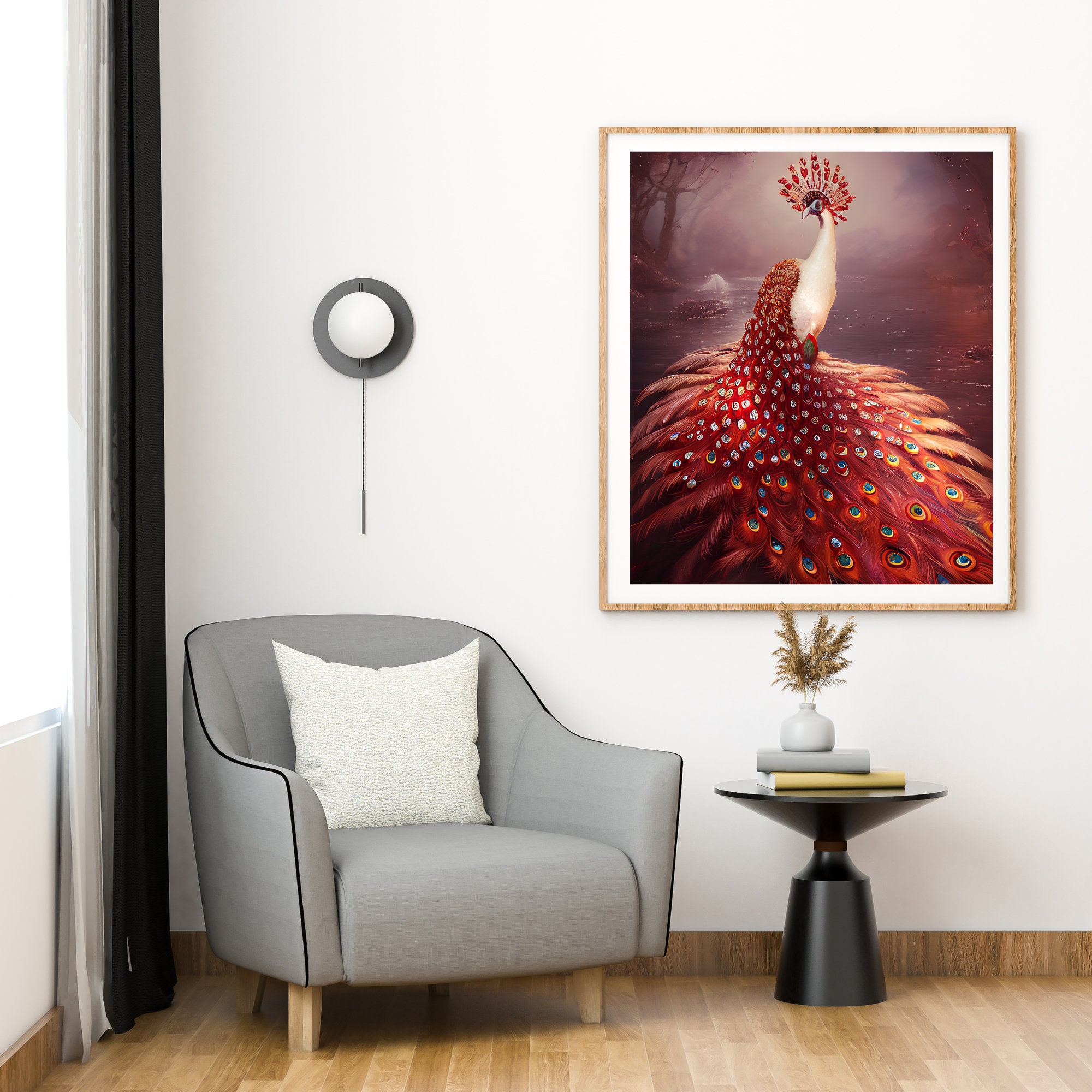 赤と白の孔雀 - Etsy 日本