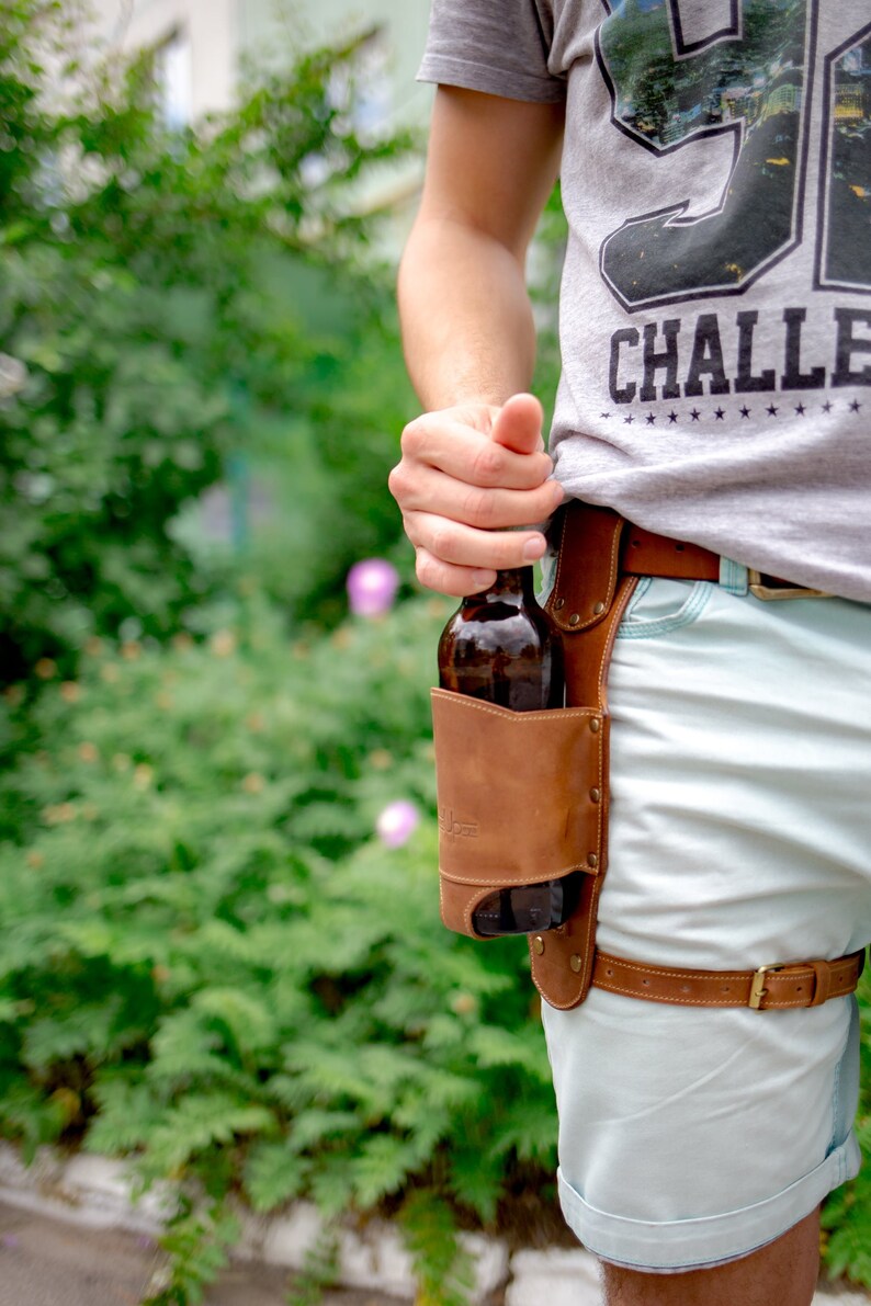 Beer cozy Leather Beer Holder Groomsmen Gift Beer Gift for Etsy