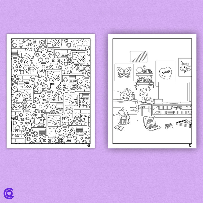 Video Game Themed Coloring Pages Printable & Digital - Etsy