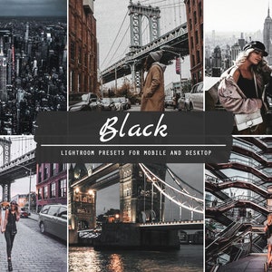 6 Mobile & Desktop Black Lightroom Presets | Instagram Presets for iPhone, Android and Computer | Neutral Clean Natural Urban Modern Filters