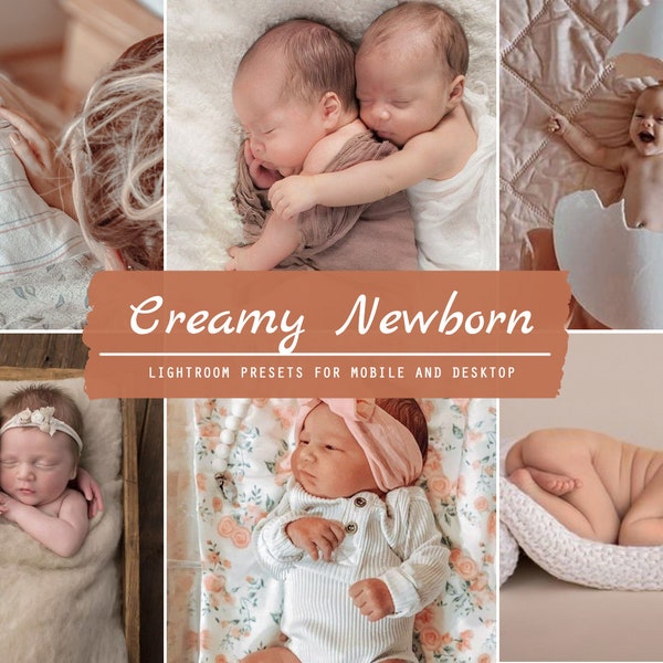 10 Mobile & Desktop Creamy Newborn Lightroom Presets | Instagram Presets for iPhone, Android and Computer | Cute Bright Cozy Baby Filters