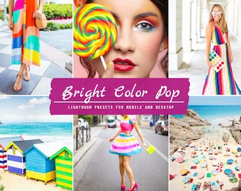 10 Mobile & Desktop Bright Color Pop Lightroom Presets | Instagram Presets for iPhone, Android and Computer | Colorful Bright Summer Filters