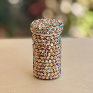 Pillenpotje met strassteentjes: sprankelende opbergdoos, reisaccessoire E: Champagne