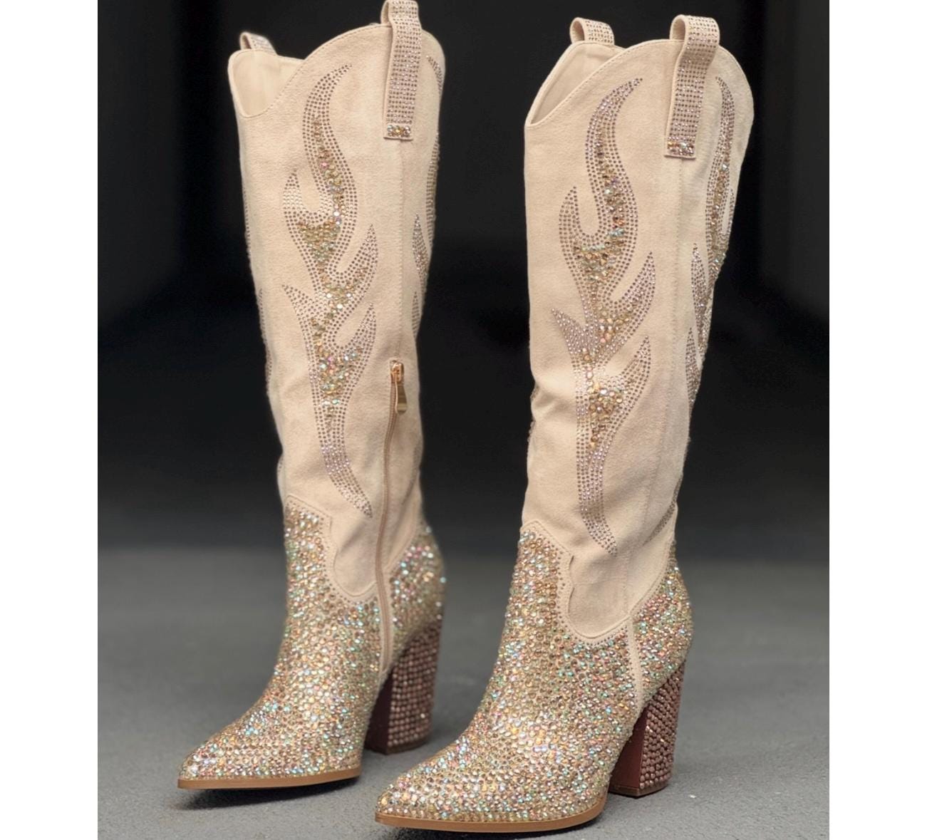Gold Rhinestone Boots