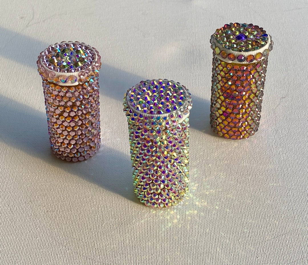 Bedazzled Pill Box: Easy Open Rhinestone Stash Jar, Get Well Gift - Etsy