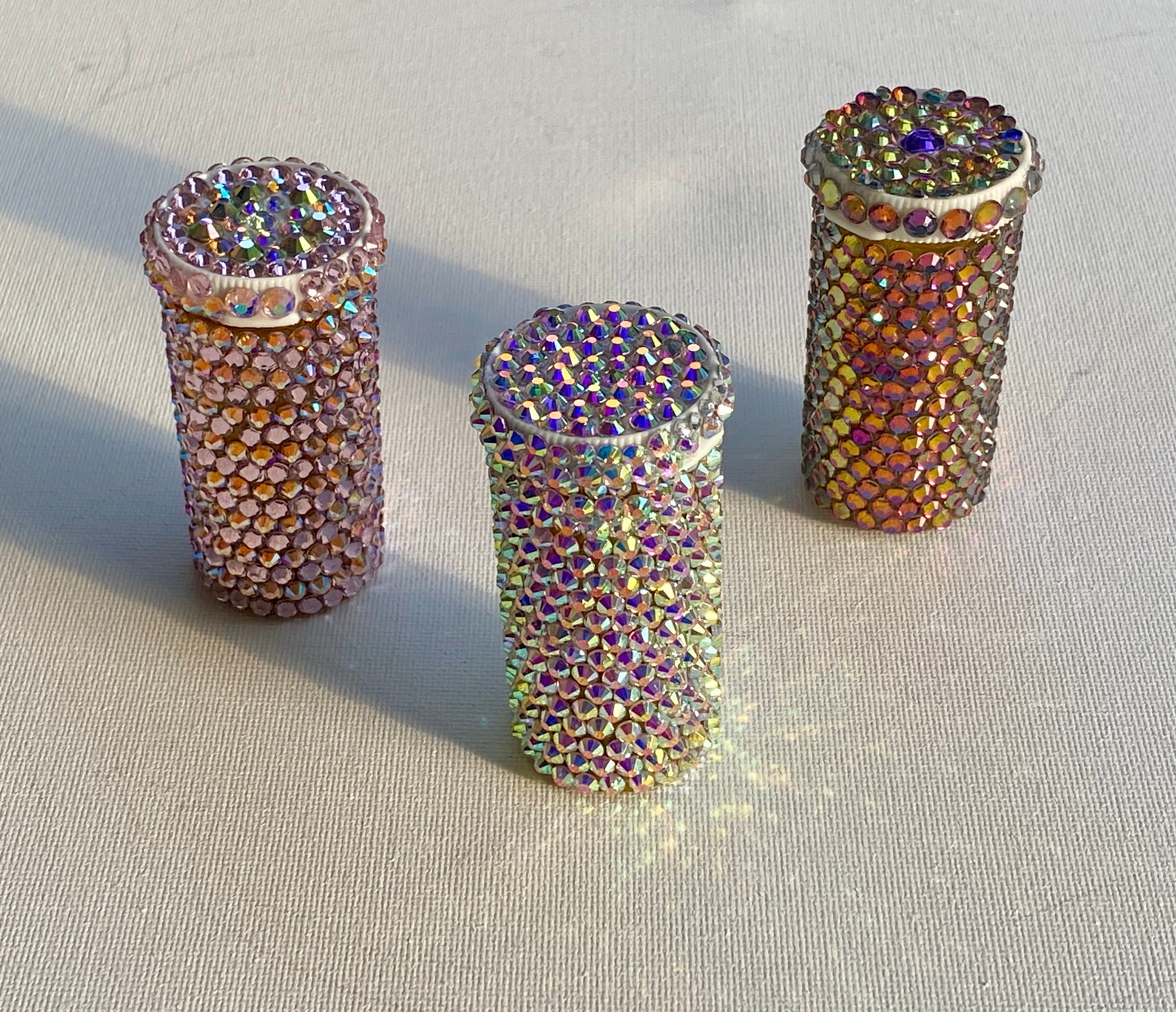 Bedazzled Pill Box: Easy Open Rhinestone Stash Jar, Get Well Gift