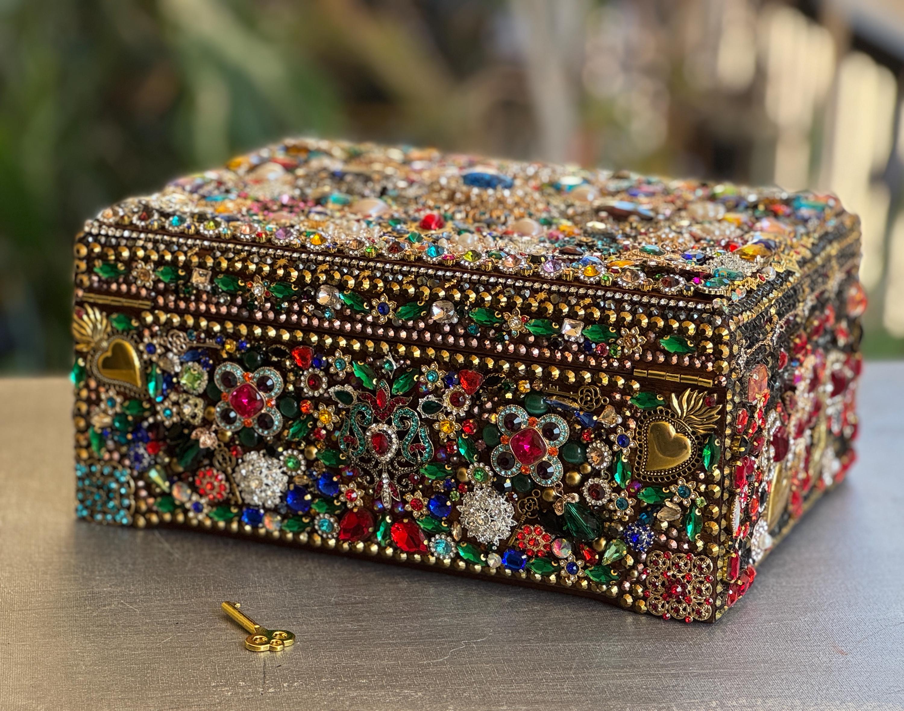 ジュエル・ボックス Delux Bejeweled XL Jewelry Box With Lock and Key / Mosaic of