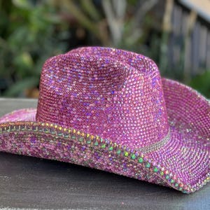 Custom Pink Rhinestone Cowgirl Hat: Bedazzled Festival Wear