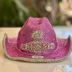 Pink Rhinestone Cowgirl Hat: Crystal Bling Western Wedding, Festival Fashion