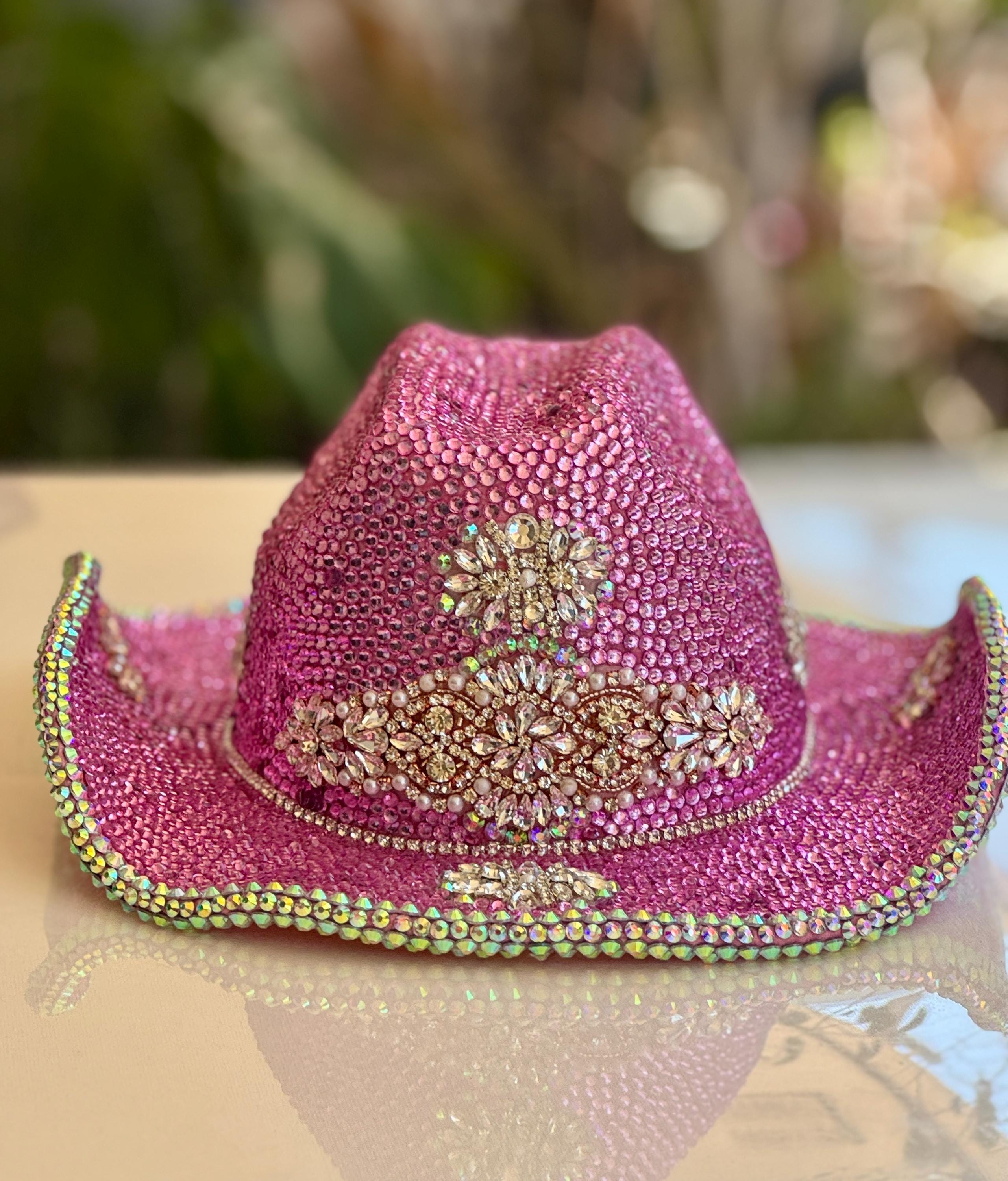 Rhinestone Cowgirl Hat Classic Western Wide Brim Adjustable Keilin Star Studded Rhinestone Cowgirl Hat Disco Cowboy Hat  main image 4
