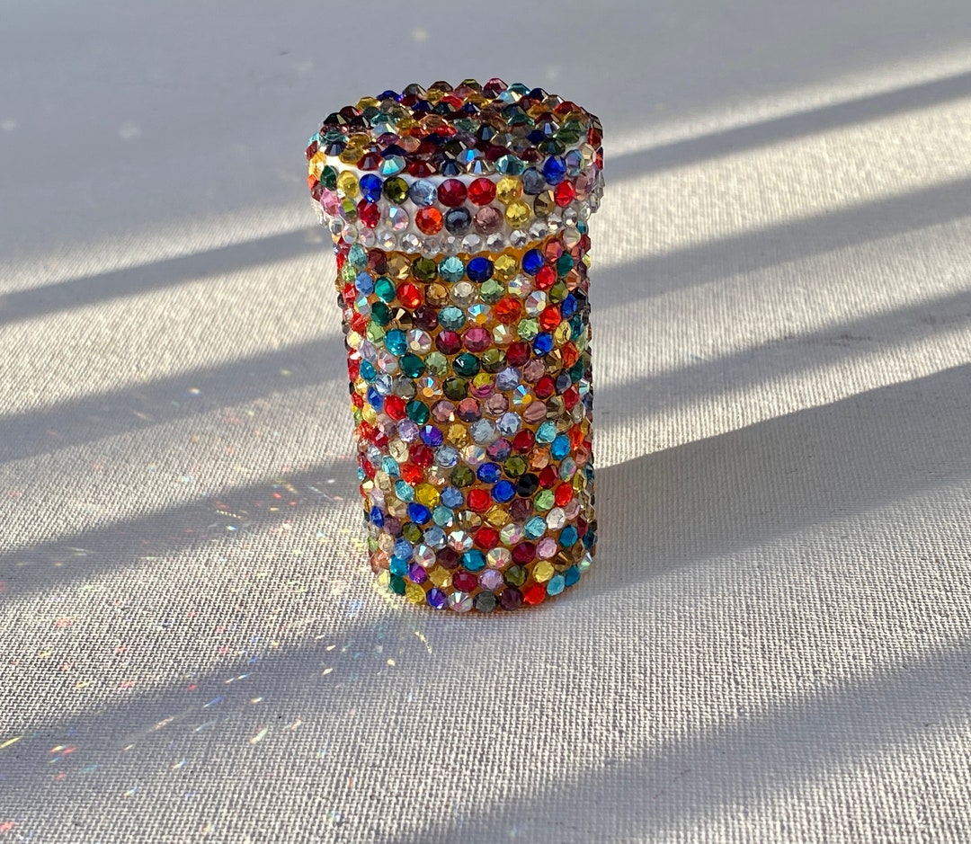 Rhinestone Bedazzled Stash Box: Multicolored Crystal RX Container - Etsy