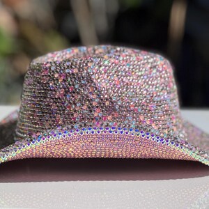 Pink AB Rhinestone Cowboy Hat: Bedazzled Western Cowgirl Fedora - Etsy