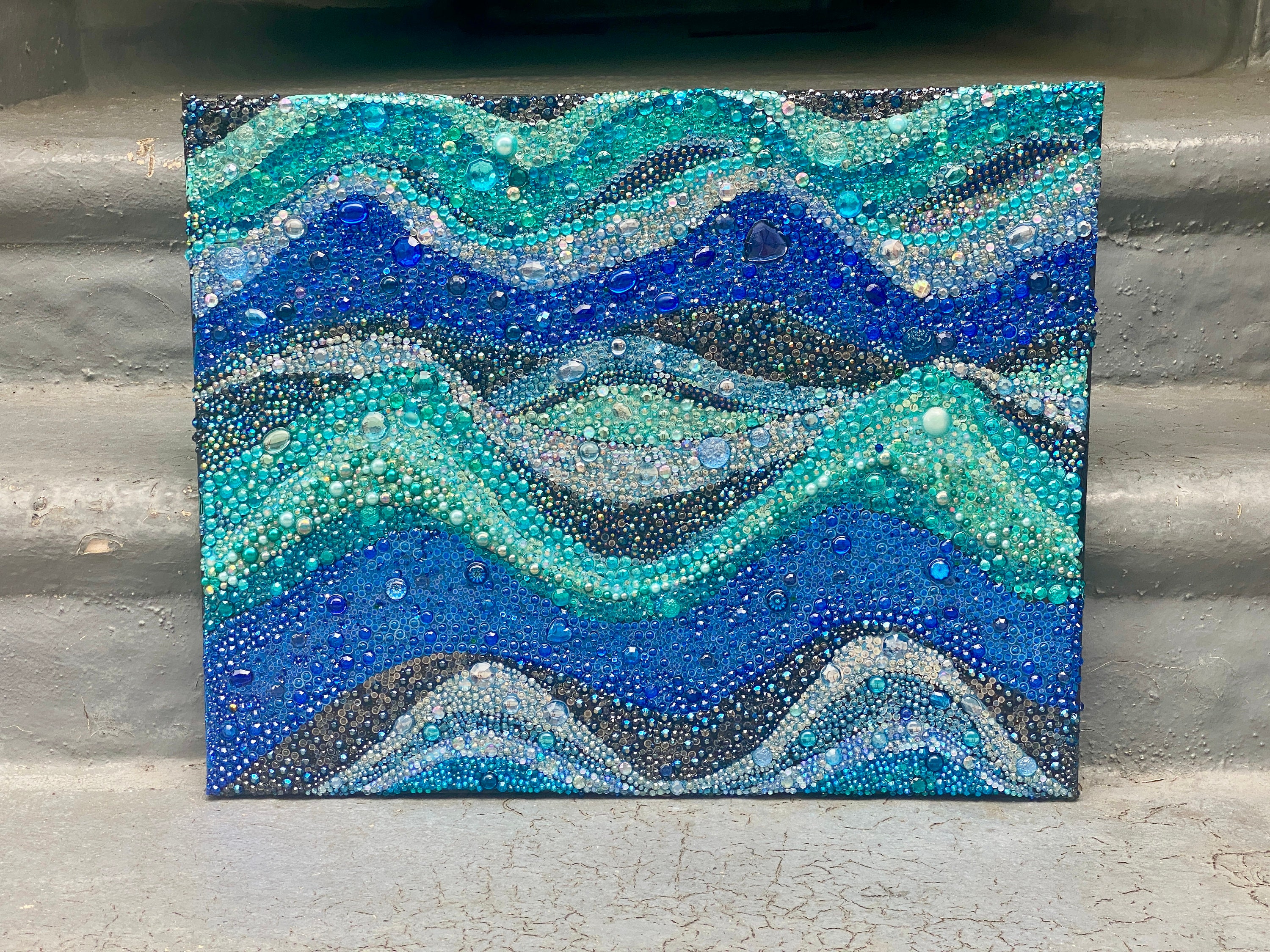 Society6 ケース Turquoise and blue mosaic-(photograph) Blue Waves Mosaic / Sparkly Wall Art for Home or Office