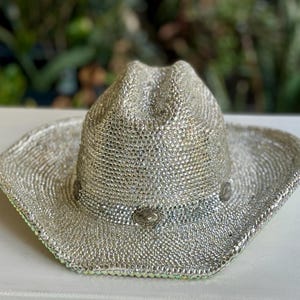 Rhinestone Cowboy Hat: Bedazzled Faux Suede Western Festival Hat (Size M)