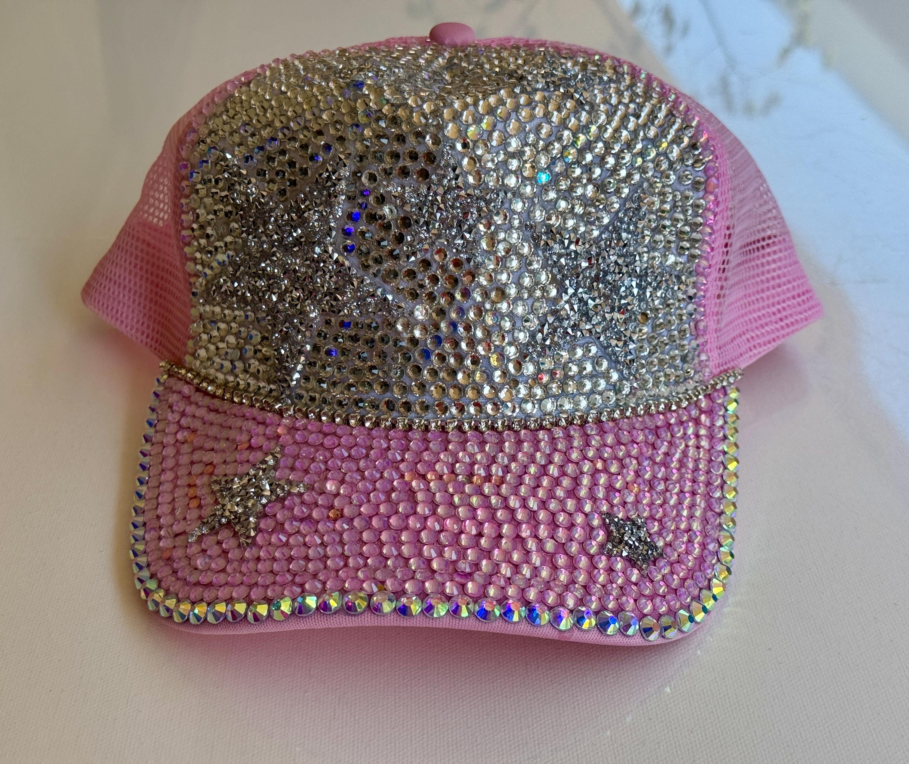 Silver Star Rhinestone Trucker Hat: Baby Pink Sparkly Cap - Etsy display picture 3