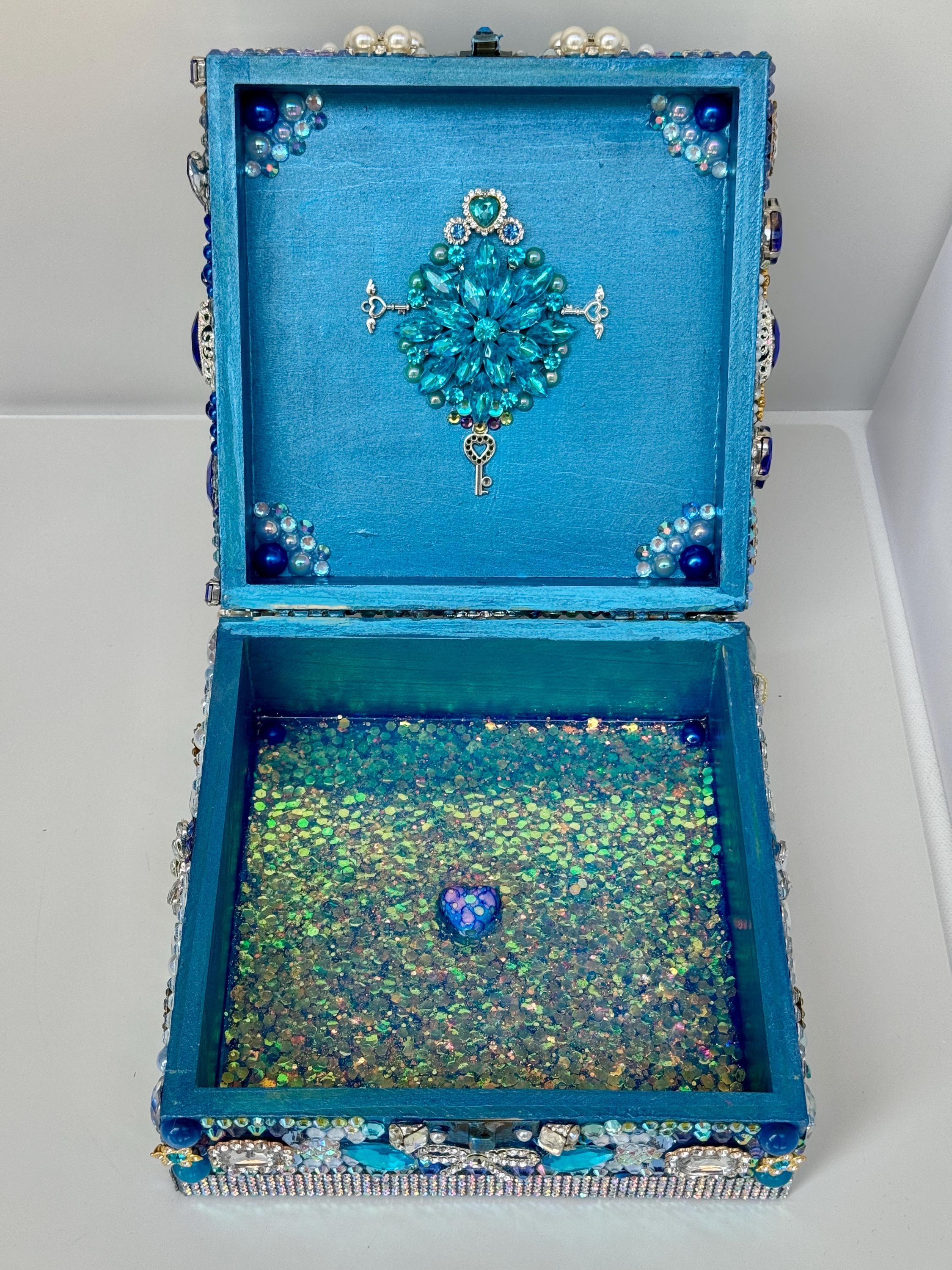 Frozen Style Bejeweled Keepsake Box, Rhinestone Mosaic / Jewelry