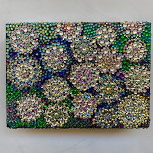 Caja de regalo reutilizable Delux / Caja deslumbrada con pedrería de vidrio / Mosaico único en su tipo sobre cartón laminado, tapa magnética / Regalo Bling para ella imagen 2