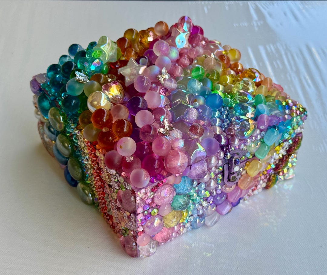 Pastel Rainbow Dream Box: Rhinestones, Gems Mosaic Covered Wood ...