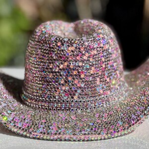 Pink AB Rhinestone Cowboy Hat: Bedazzled Western Cowgirl Fedora - Etsy