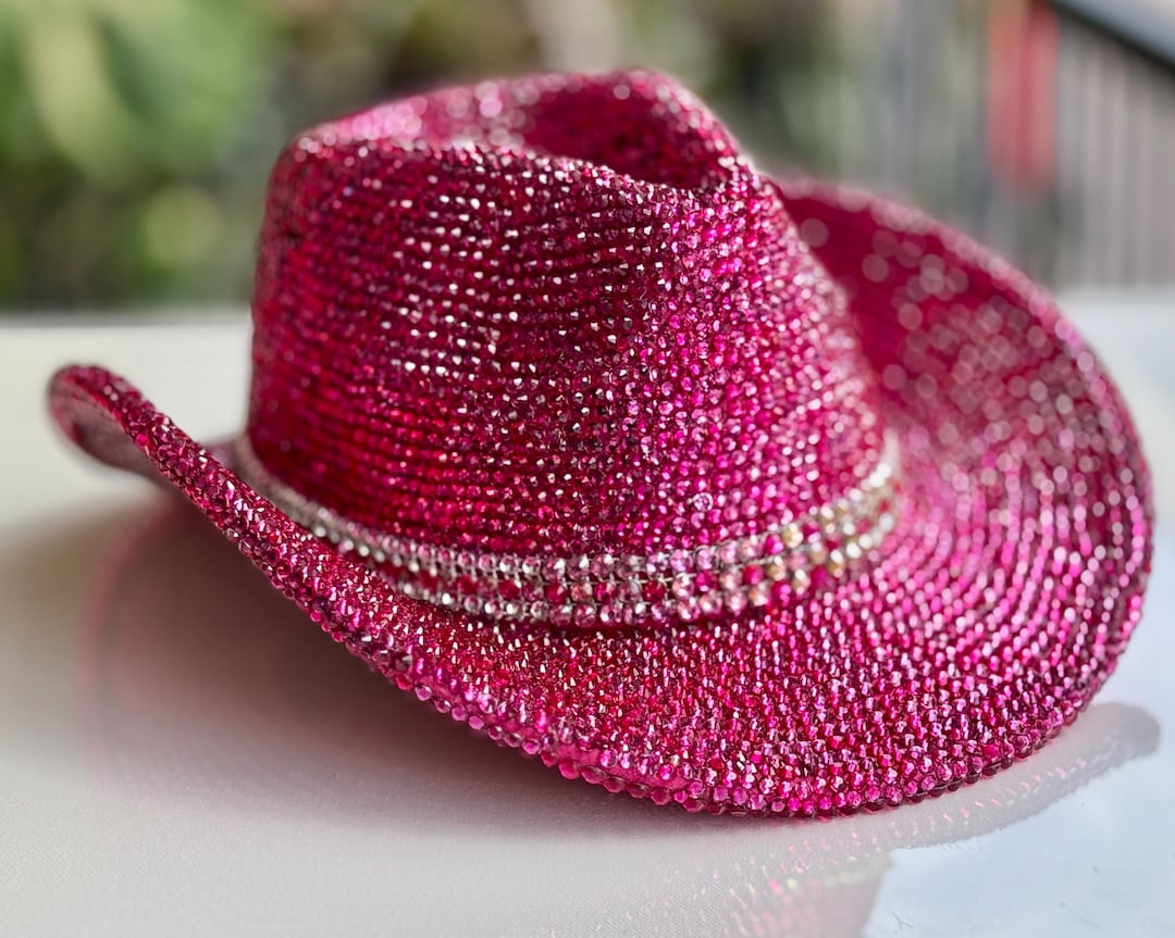 Hot Pink Bedazzled Cowgirl Hat / Sparkling Crystal Rhinestones / Small ...