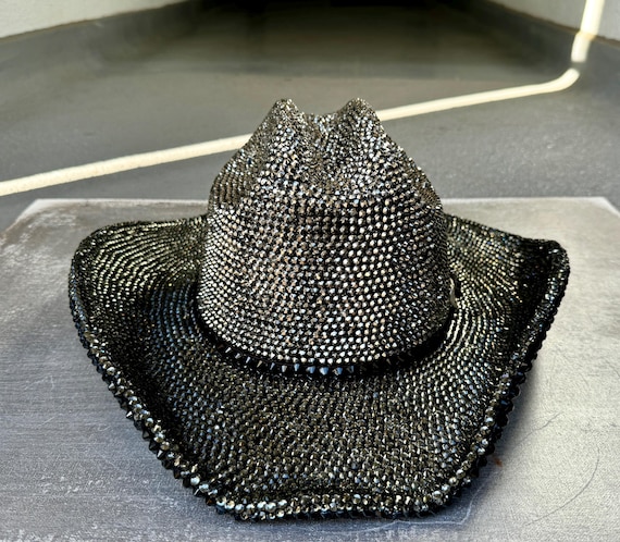 Black Rhinestone Cowboy Hat: Bedazzled Festival Hat (size L  display picture 2