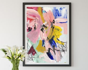 SPRING FLOWERS 085, abstract painting print, contemporary art, abstract art print, fine art print, original prints, modern wall art